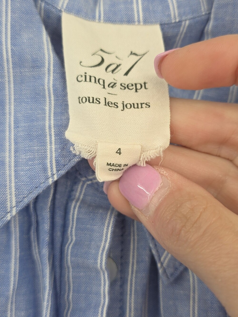 Cinq A Sept Linen Blend Stripe Dress 4 - Picture 3 of 6